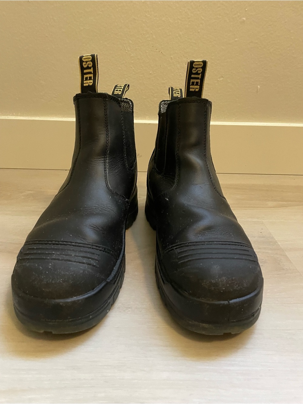 Rock rooster Blundstone-Style Men's Black Slip-On Work Chelsea Boots, steel toe